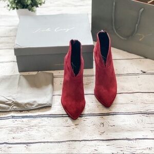 Lola Cruz Red Suede Ankle Boots
